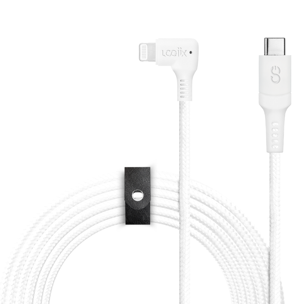 White iPhone charging cable with USB-C. This 3 meter ultra durable cable is perfect for charging your iPhone 12 and iPhone 13.