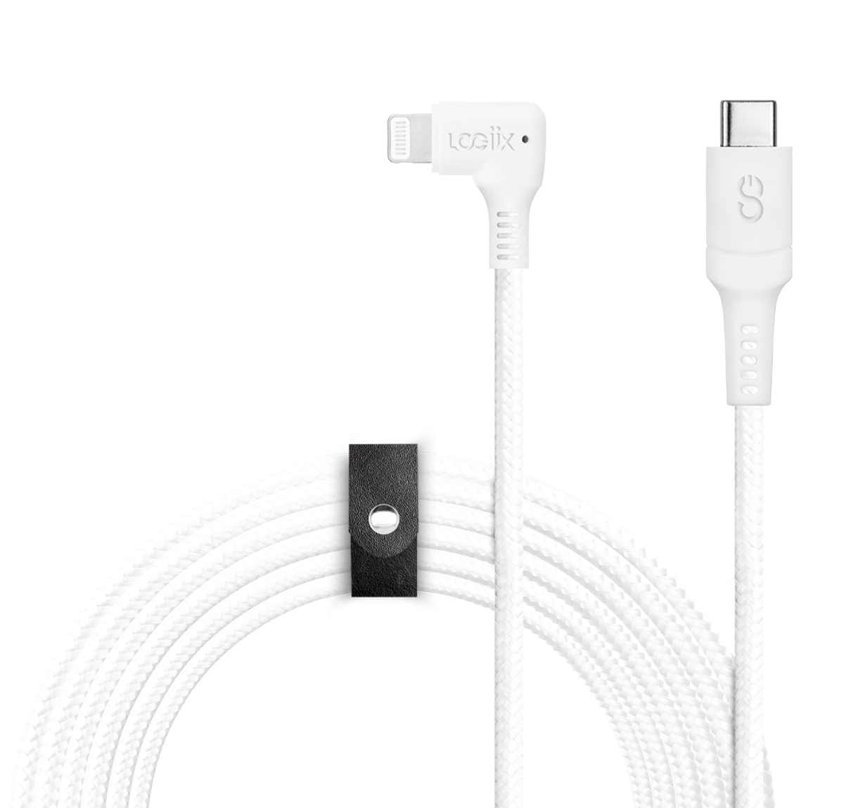 White iPhone charging cable with USB-C. This 3 meter ultra durable cable is perfect for charging your iPhone 12 and iPhone 13.