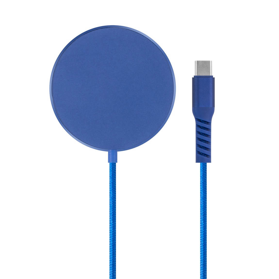 Blue MagSafe compatible fast-charging magnetic charger with built-in 1.5m USB-C Cable