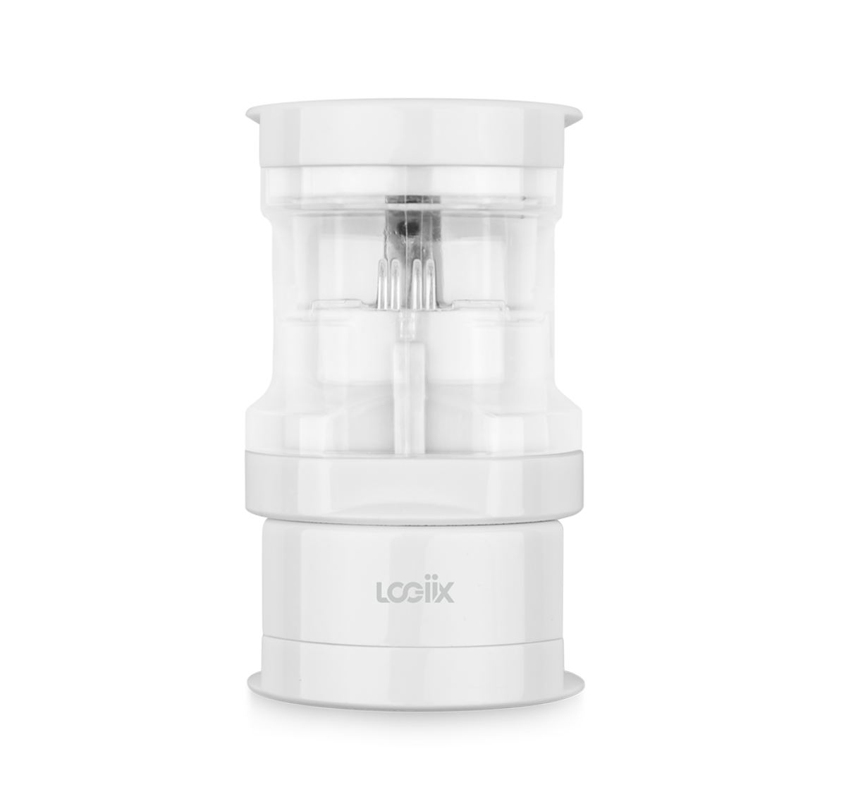 This is a white travel adapter. This universal travel adapter features 3 individual power adapters for the US/Australia, Europe and Asia. This universal adapter clip together for easy transportation when traveling.