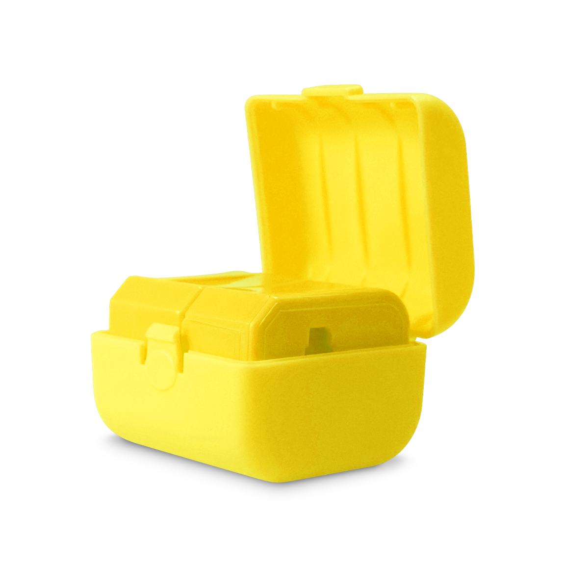 Three pieces of the universal travel adapter. This travel plug adapter is Yellow. The World Traveler Travel Adapter is the perfect compact travel adapter to charge your tech on-the-go.