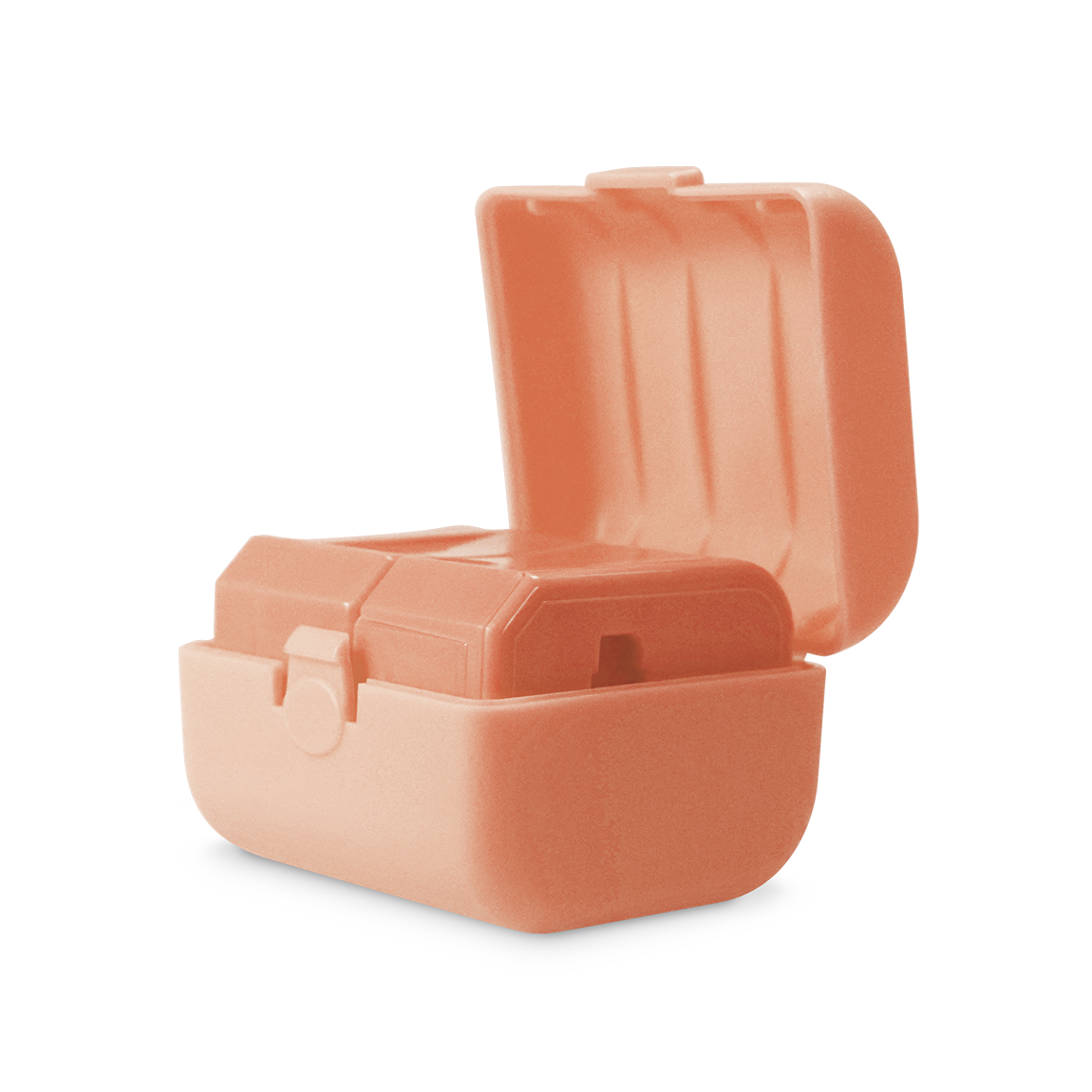 Three pieces of the universal travel adapter. This travel plug adapter is Coral. The World Traveler Travel Adapter is the perfect compact travel adapter to charge your tech on-the-go.