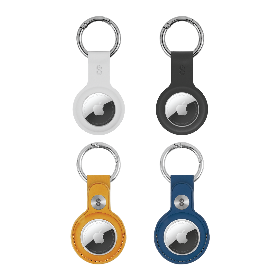 Apple Tracking Tag Rings LOGiiX Silicone & Leather Tag (4-Pack) for Apple AirTag
