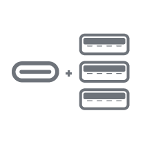 USB Type-C + 3 USB-A