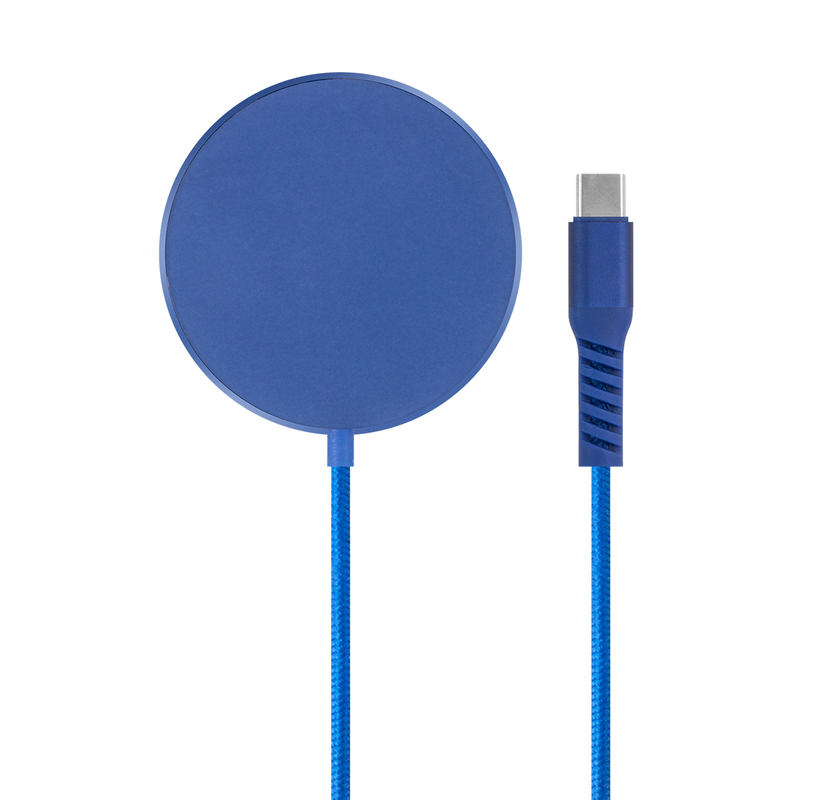 Blue MagSafe compatible fast-charging magnetic charger with built-in 1.5m USB-C Cable