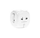 This is a compact white universal travel adapter. This travel power adapter can charge 2 devices simultaneously. 